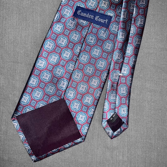 Camden Court Burgundy & Blue Mandala Tie - Picture 2 of 5